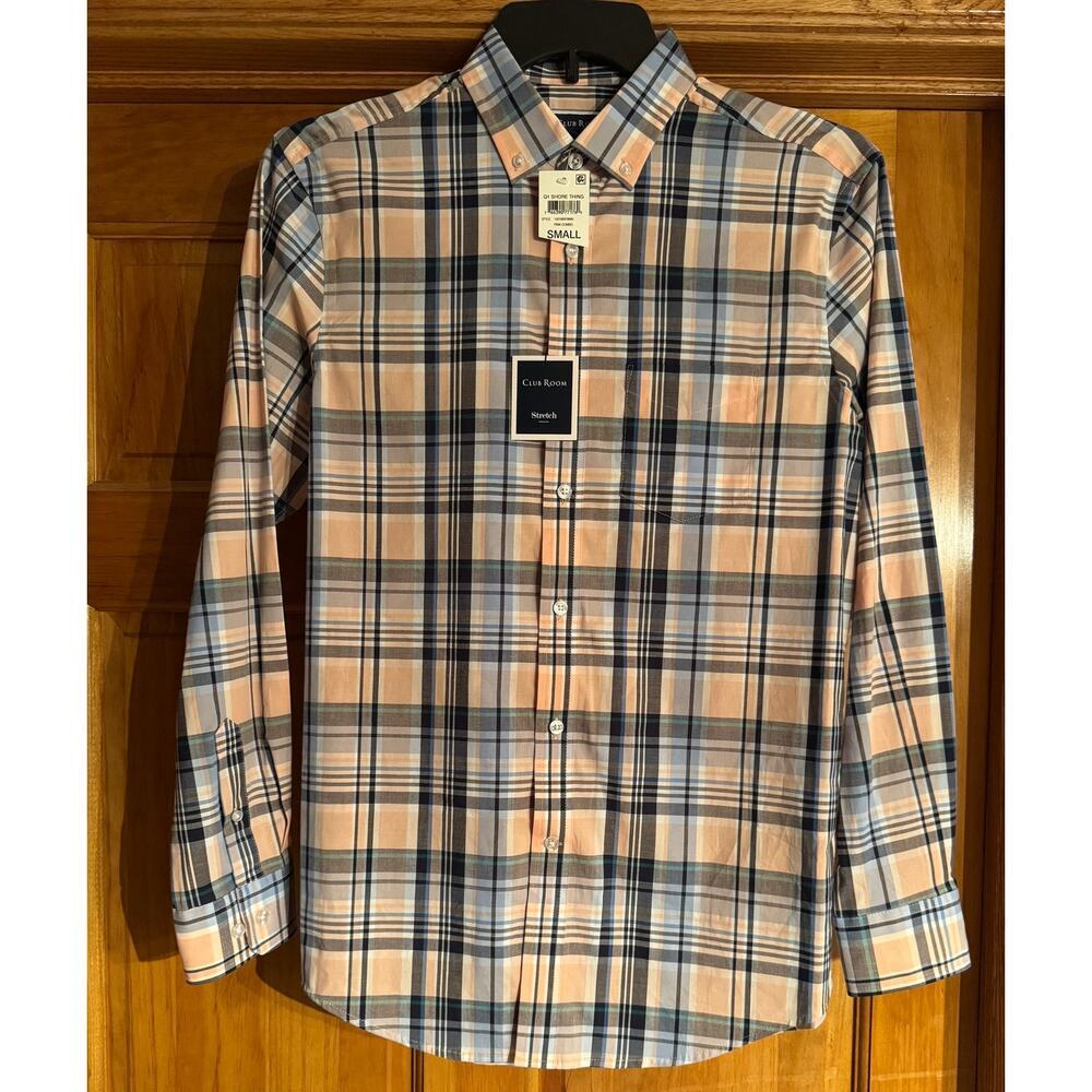 Men's Club Room Men’s Plaid Stretch Button-Down Shirt Small - Picture 3 of 5